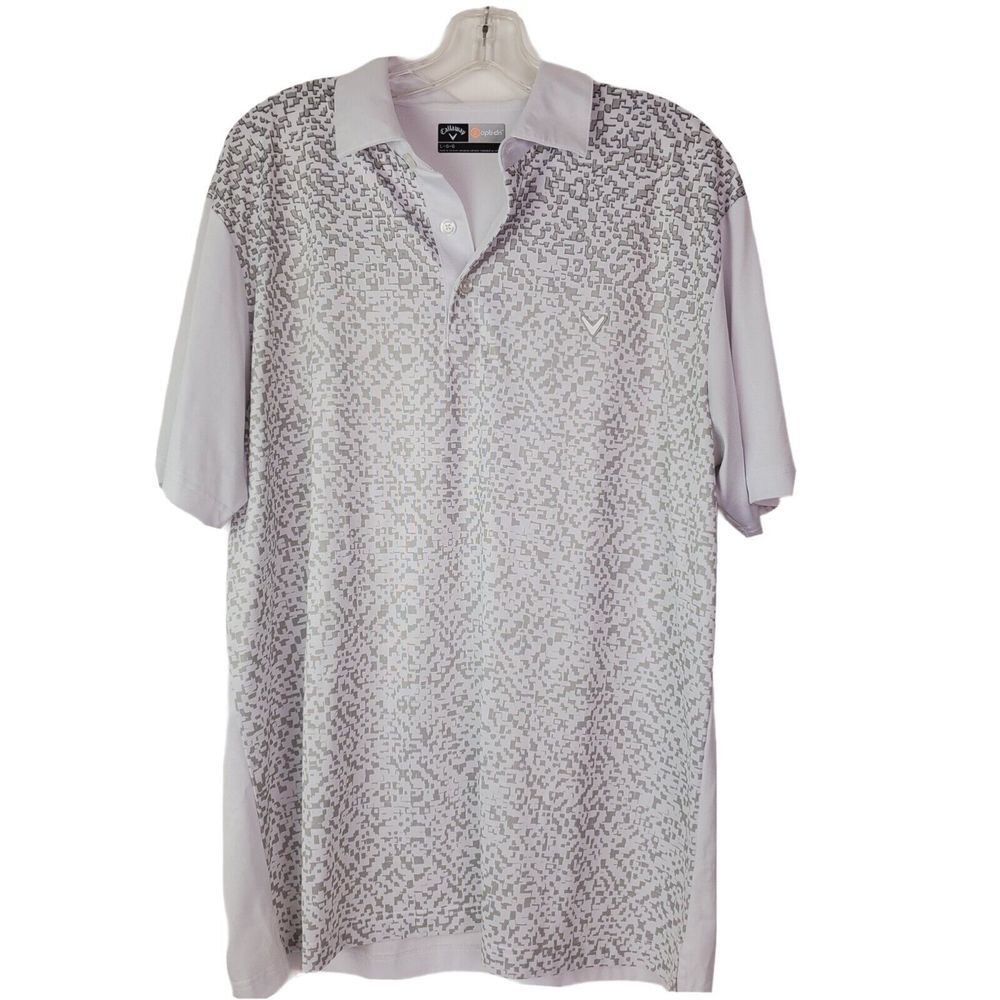 Callaway Men's Opti-Dri Golf Polo White Short‎ Sleeve Button Collar Size L